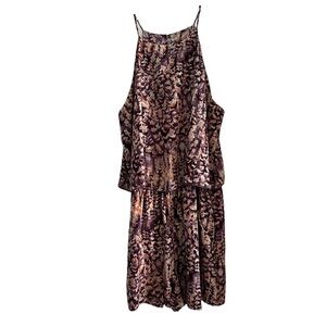 🌺MOD Halter Palazzo Romper in Peacock Colors Purple/Peach Size Large🌺